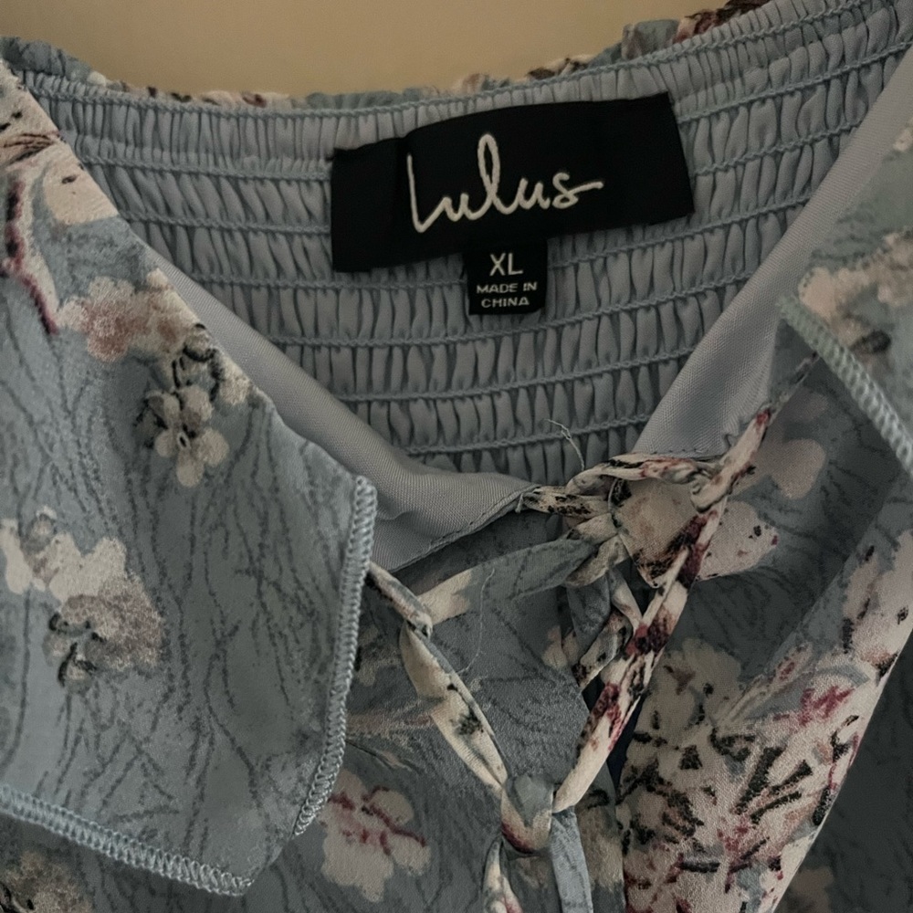 Lulus Blue Flora Ruffle Dress Size XL